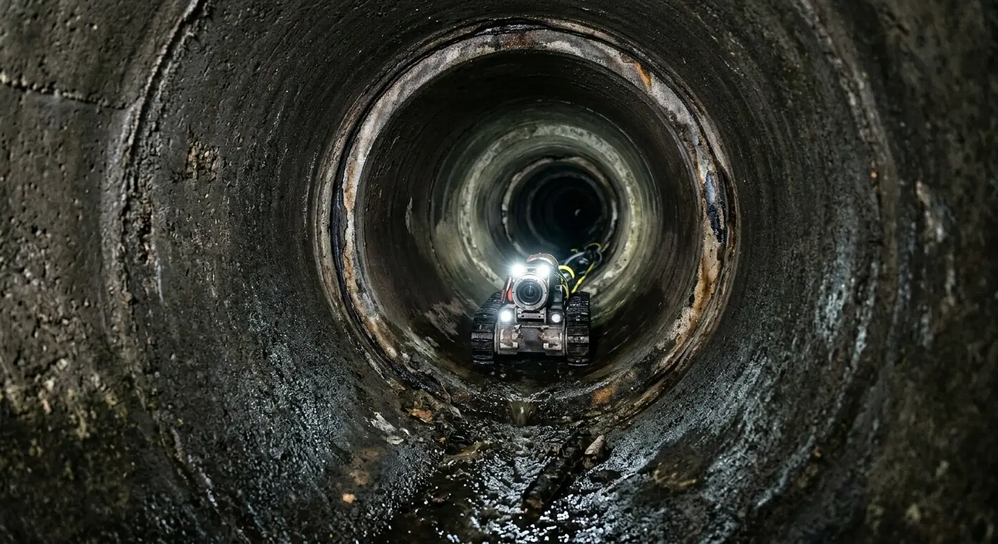Robotic sewer camera inspecting pipe interior for Sewer Line Repair in Scarborough