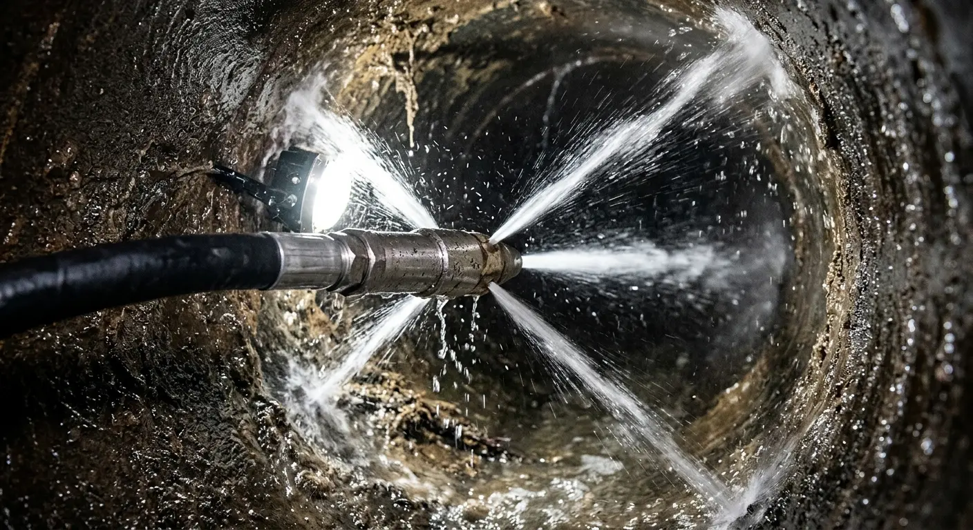 High-pressure hydro jetting nozzle cleaning sewer pipe for Storm Drain Cleaning in Scarborough